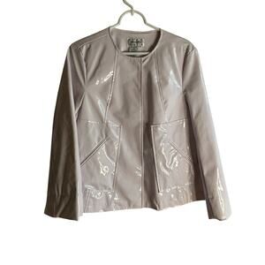 Vintage White Vinyl PVC Jacket Womens Small Y2K Shiny Cropped Style Coat